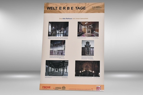 Bilder zur Ausstellung die an der Wand der Landesvertretung Bremen hängen. Es geht um das Bremer Rathaus. Bilder zur Ausstellung die an der Wand der Landesvertretung Bremen hängen. Es geht um das Bremer Rathaus.